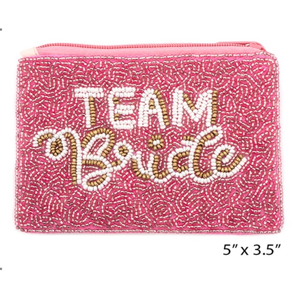 Team bride pink seed beaded wallet